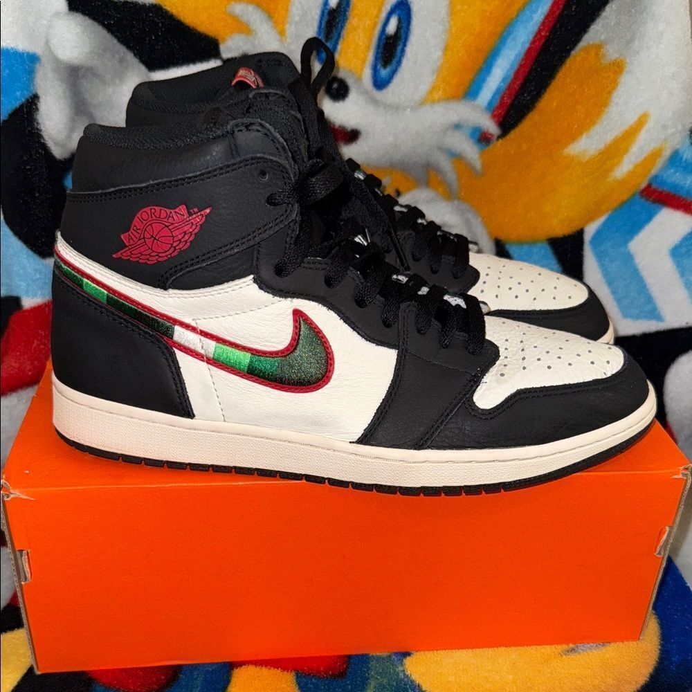 Jordan Athletic Shoes Black White Red Green